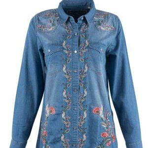 Grace in L.A. Embroidered Denim Shirtdress